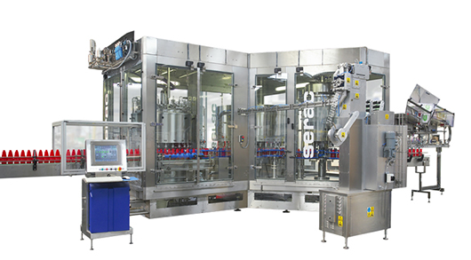 Fully enclosed clean filler capper for sauces with internal bottle treatment.
