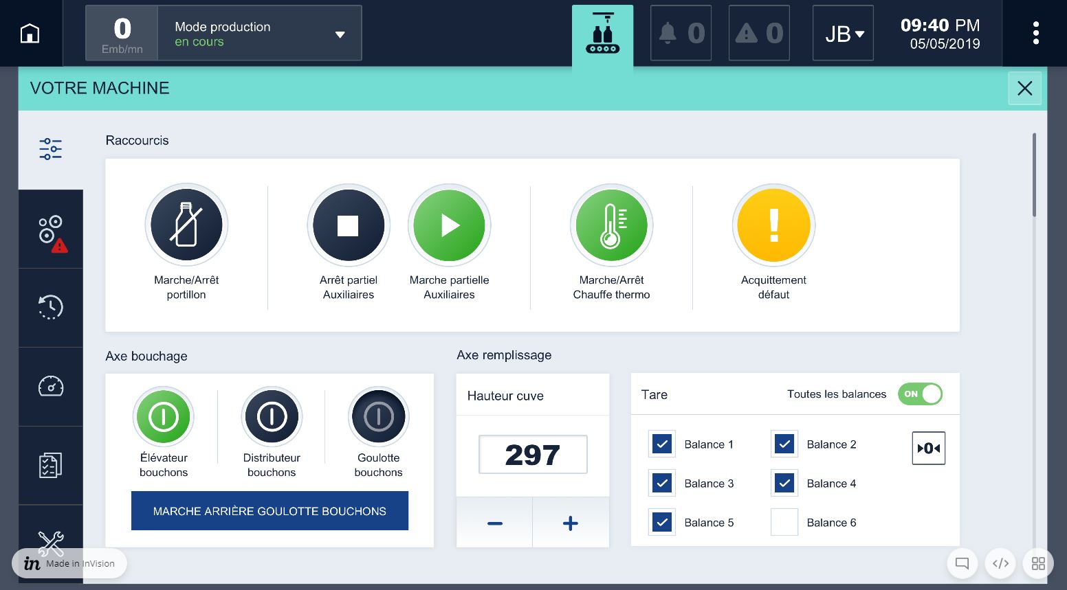 Ecran nouvel IHM – Mode Production
