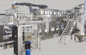 Ultraclean packaging line using Serac’s weight filling technology with overpressure for SAUCES
