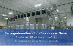 Enjuagadora-llenadora-taponadora aséptica de nueva generación de Serac para leche.

