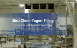 Ultra-Clean Yogurt Filling in Glass Jars with metal screw caps
